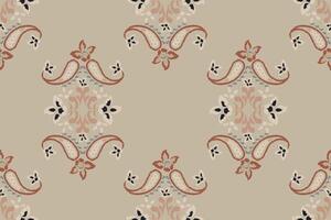 Jacquard patterned fabric print, Damask, Patterned textile, motifs on beige background vector