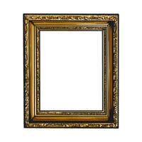 Ornate gold picture frame with detailed carvings and a blank white center, isolated on a white background vector