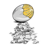 Cracked egg with an orange segment inside, symbolizing an unexpected blend of concepts vector