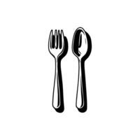 Monochrome graphic representation of a fork and spoon vector