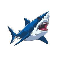 Illustration of a shark with its mouth wide open, revealing sharp teeth and a pink interior vector