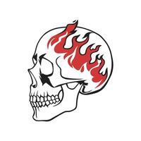 Illustration of a skull with red flames, emphasizing the contrasting elements of danger vector