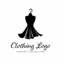 Minimalist illustration of a dress on a hanger, rendered as a solid black shape vector