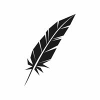 A stylized feather, rendered in solid black against a clean white background vector