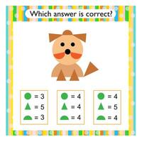 Math activity for kids. Need to find the correct answer vector