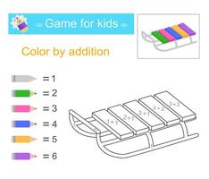 Color by addition. Math activity for kids. Number range up to 10 vector