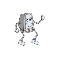 Retro groovy TV mascot character design vector