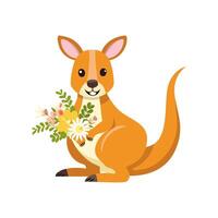 Kangaroo with Flower Arrangement vector