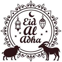 Eid al-Adha Celebration with Sheep and Goat vector