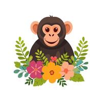 Chimpanzee with Flower Arrangement vector