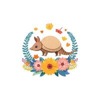 Armadillo with Flower Arrangement vector