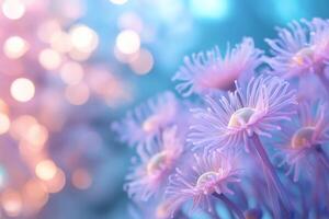 A close-up of vibrant, ethereal underwater flowers in soft hues. photo