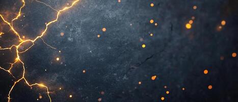 Abstract background with lightning and glowing particles on a dark surface. photo