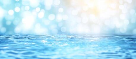 A serene water surface with soft bokeh lighting in the background. photo