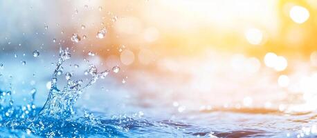 Water droplets splashing on a vibrant surface, creating a serene atmosphere. photo