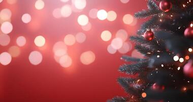 A festive Christmas tree with ornaments and soft bokeh lights. photo