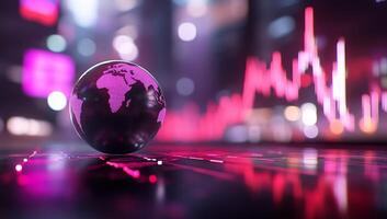 A digital globe representing global data trends and analytics. photo