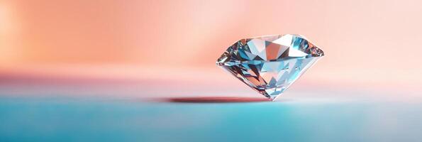A sparkling diamond against a gradient background, showcasing elegance. photo