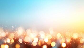 A soft, blurred background with warm bokeh lights and a gradient sky. photo