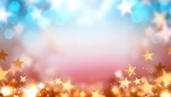 A vibrant background with colorful stars and bokeh effects. photo