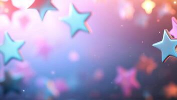 A dreamy background featuring colorful stars and soft bokeh effects. photo