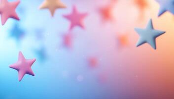 A dreamy background featuring colorful stars in a soft gradient. photo