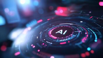 Futuristic digital representation of AI technology and data processing. photo