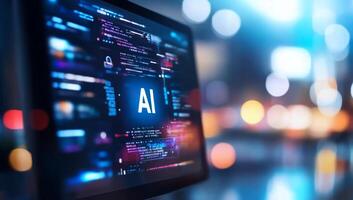 A computer screen displaying AI-related code and data visualizations. photo