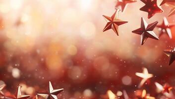 A festive background with shimmering stars and soft bokeh effects. photo