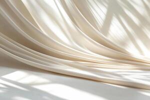 Soft, flowing fabric with gentle shadows creating a serene atmosphere. photo