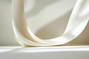 A soft, flowing ribbon against a neutral background, showcasing elegance. photo