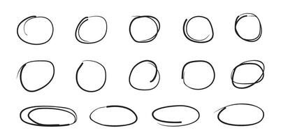 A set of different shapes drawn in black ink vector