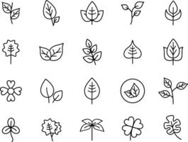 Leaf icons set in line style vector
