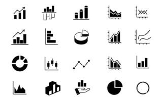 Various graphs and charts icons on a white background vector