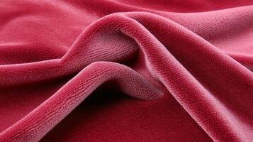 A close-up of soft, textured red fabric, showcasing its plush surface. photo