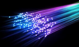 Abstract representation of colorful light beams, symbolizing data transmission. photo
