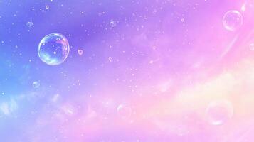 A dreamy pastel background featuring bubbles and a starry sky. photo