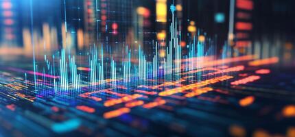 Abstract digital visualization of data streams and analytics. photo