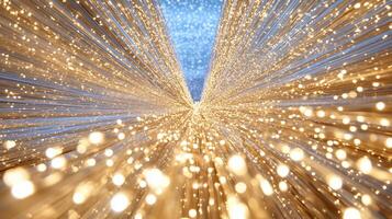 A dynamic burst of golden lights creating a sense of motion and energy. photo