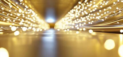 A perspective view of glowing lights creating a tunnel effect. photo