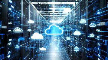 Digital representation of cloud computing and data storage technology. photo