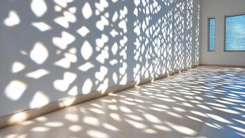 Soft shadows cast on a minimalist interior, creating a serene atmosphere. photo