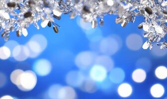 A sparkling winter scene with crystals and soft bokeh lights. photo