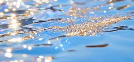 Sparkling water surface reflecting light in a serene setting. photo