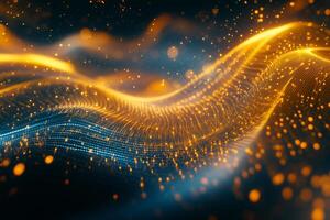 Abstract waves of light and particles create a dynamic visual effect. photo