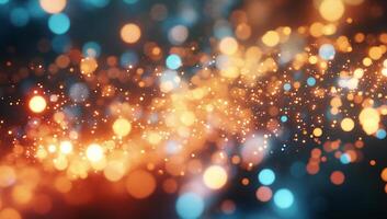 A vibrant abstract background of colorful bokeh lights. photo