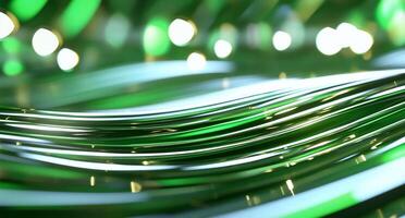 Abstract green waves with light reflections creating a dynamic visual effect. photo