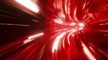 Abstract representation of dynamic movement with red light streaks. photo