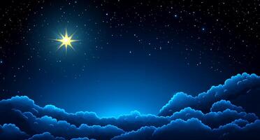 A serene night sky filled with stars and soft clouds. photo