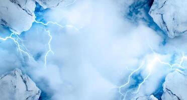 A dramatic sky with clouds and lightning, creating a powerful atmosphere. photo